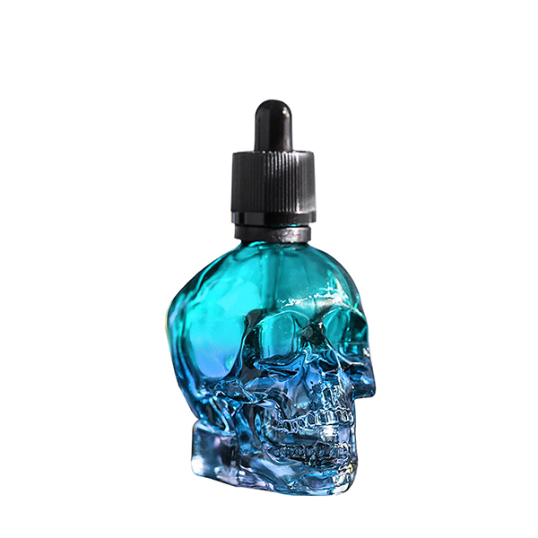 30ml skull head glass eliquid dropper bottle with glass pipette