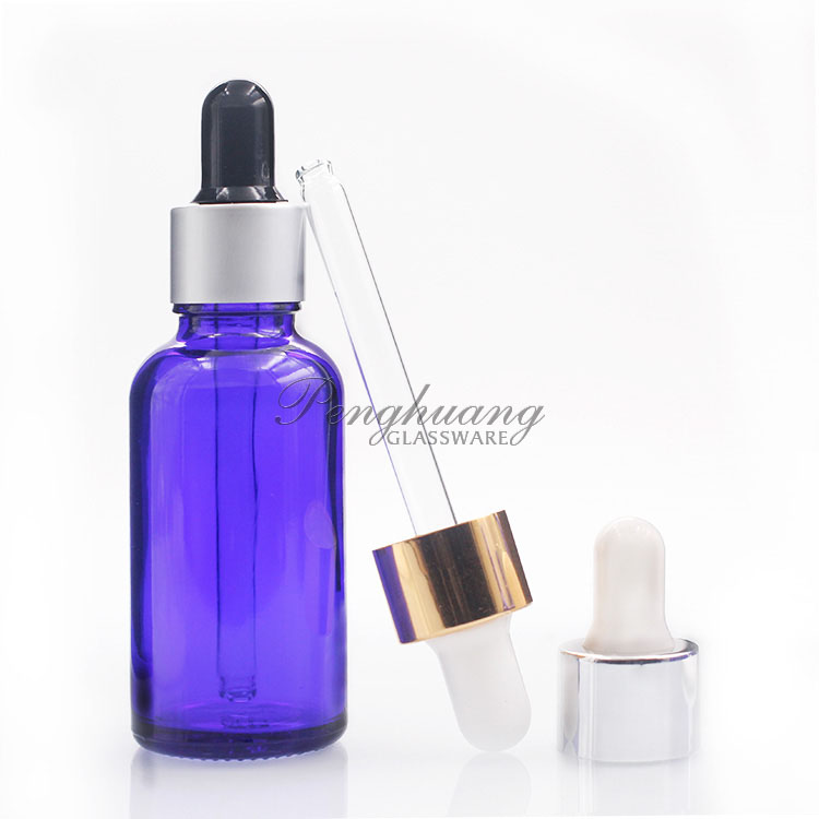30ml small blue glass dropper bottle essential oil bottle dropper glass bottle cobalt packaging cosmetic package wholesale stock