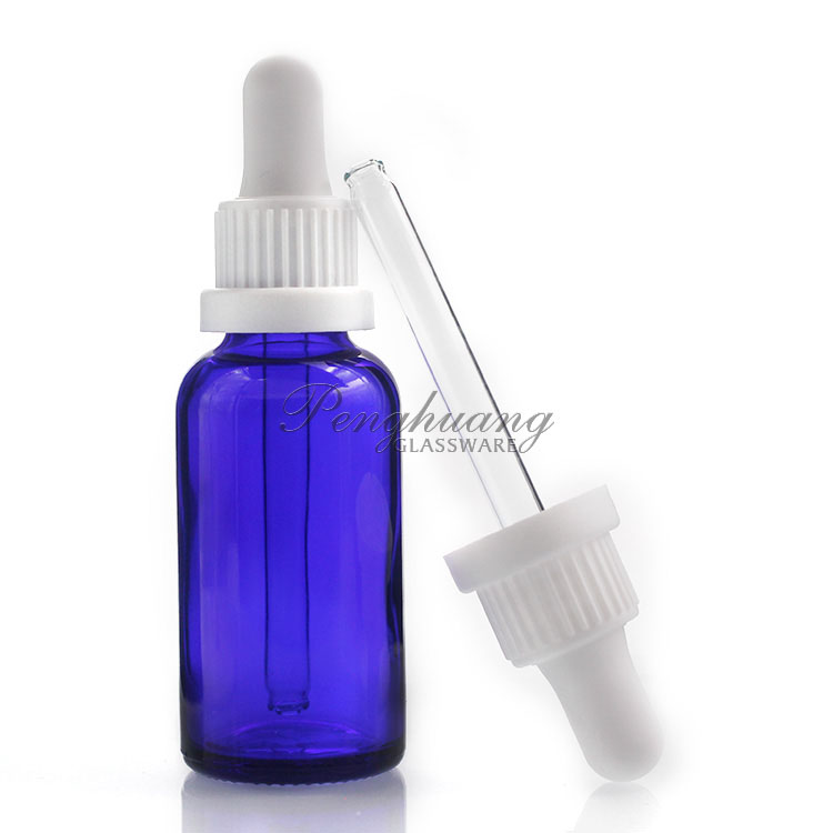 30ml small blue glass dropper bottle essential oil bottle dropper glass bottle cobalt packaging cosmetic package wholesale stock