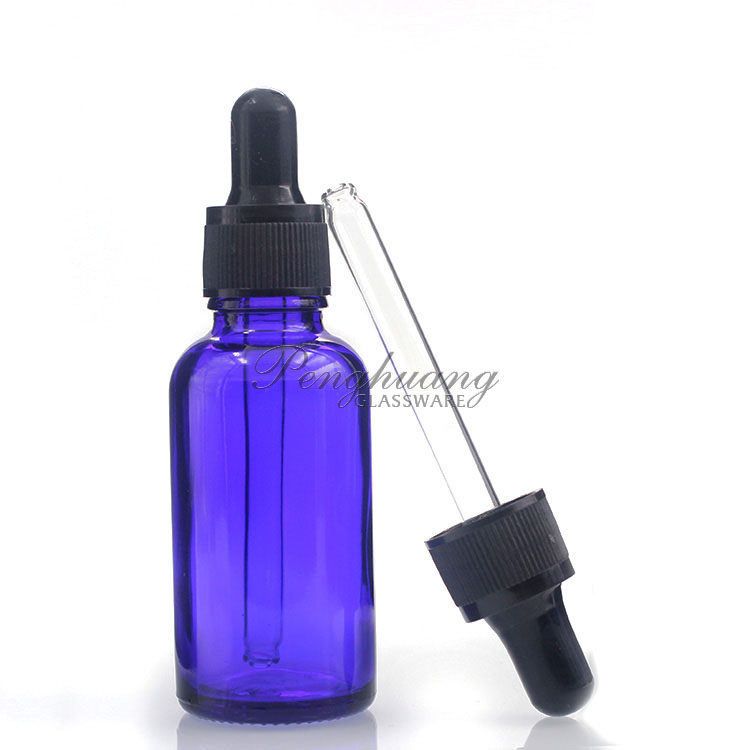 30ml small blue glass dropper bottle essential oil bottle dropper glass bottle cobalt packaging cosmetic package wholesale stock