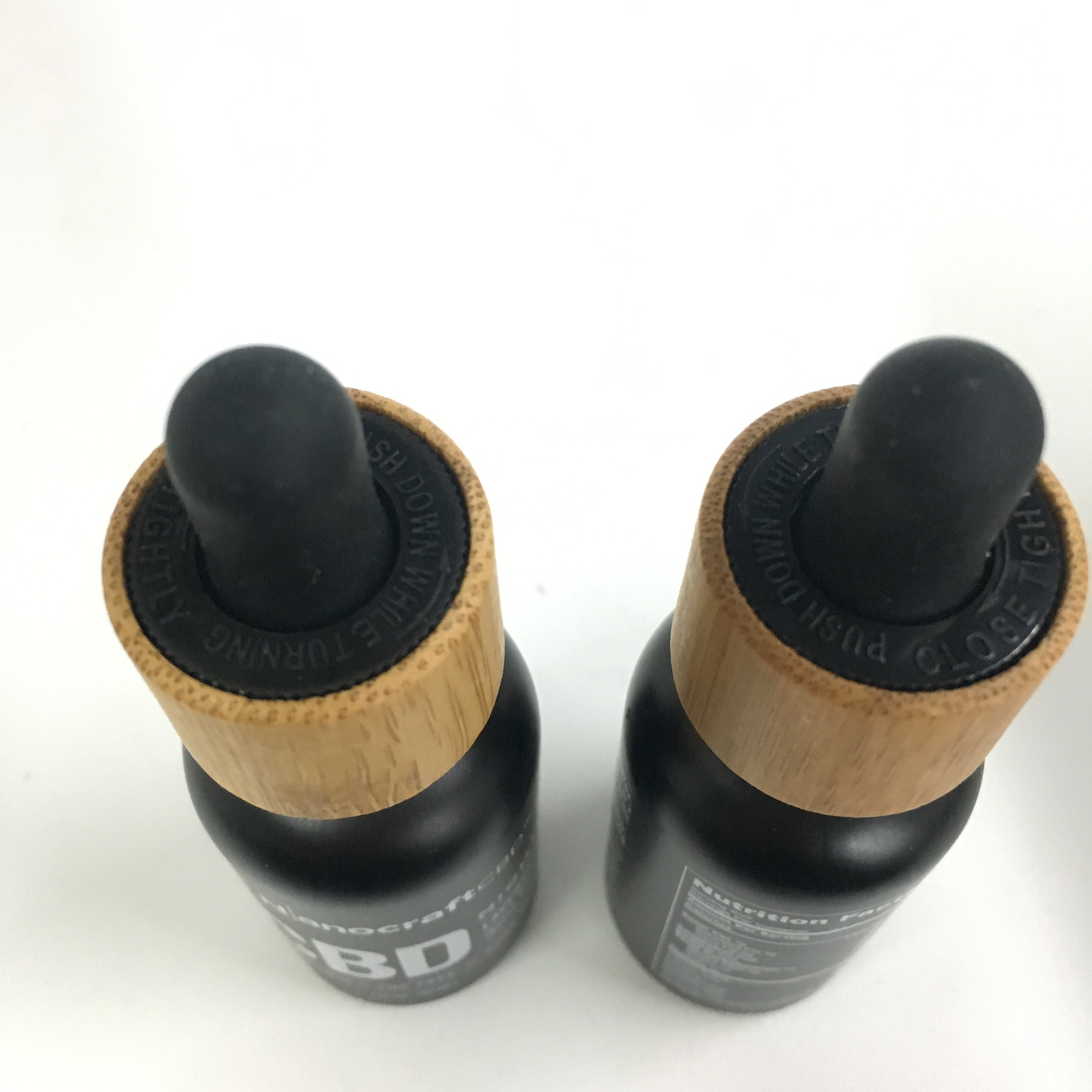 30ml smoking/HEMP/CBD oil frosted black glass e liquid dropper bottle with bamboo wooden cap,child proof and tamper evident cap