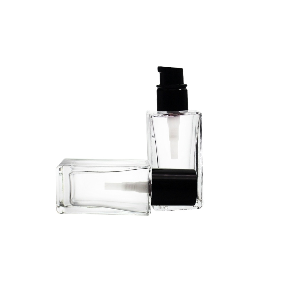30ml square frosted liquid bottle foundation makeup liquid glass bottle with pump