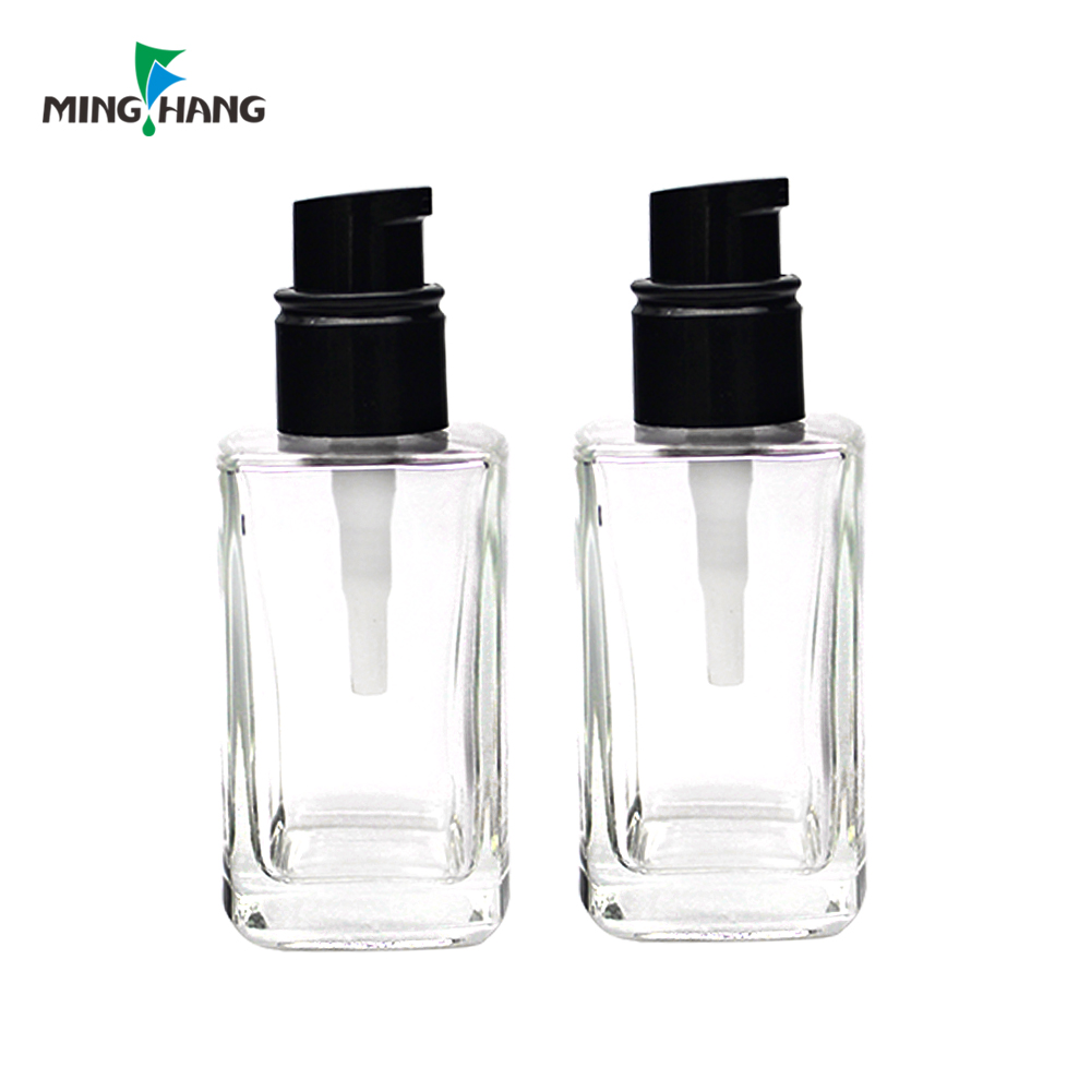 30ml square frosted liquid bottle foundation makeup liquid glass bottle with pump