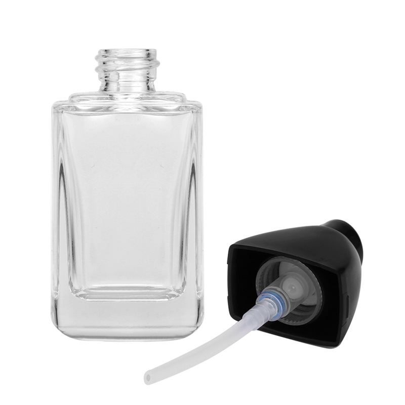 30ml square liquid foundation pump bottle frosted glass empty cosmetics bottles