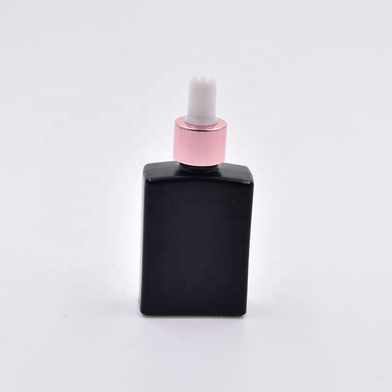 30ml  square matte black with dropper essential Oil Glass Bottle women essentials brown glass  bottles