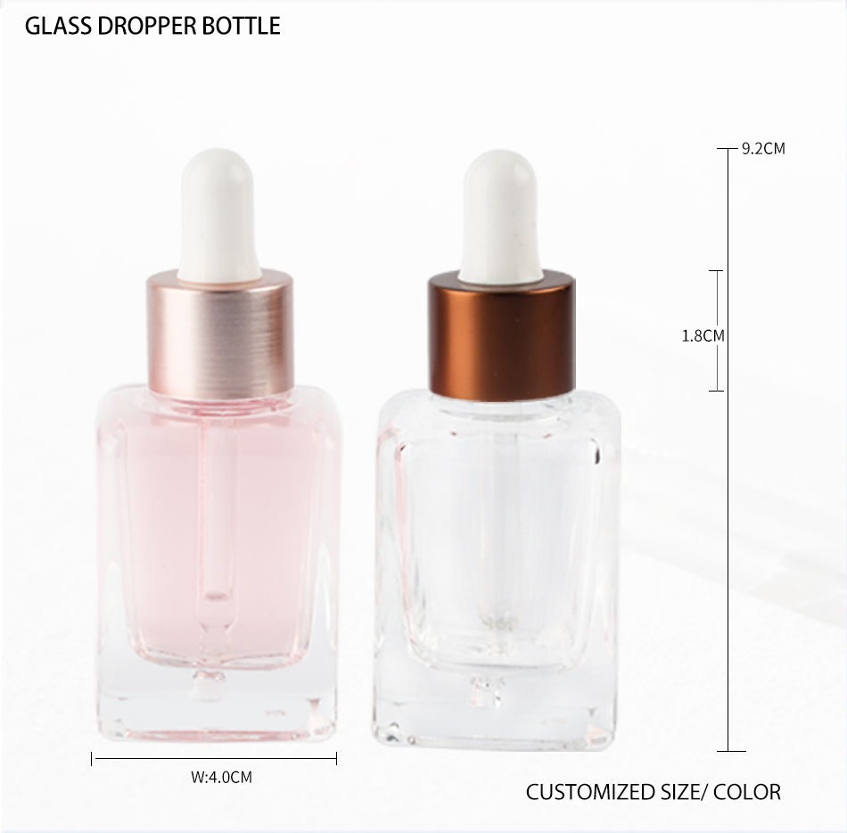 30ml unique oval shape glass dropper bottle luxury cosmetic bottle