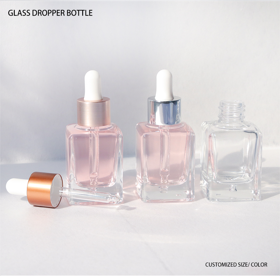 30ml unique oval shape glass dropper bottle luxury cosmetic bottle