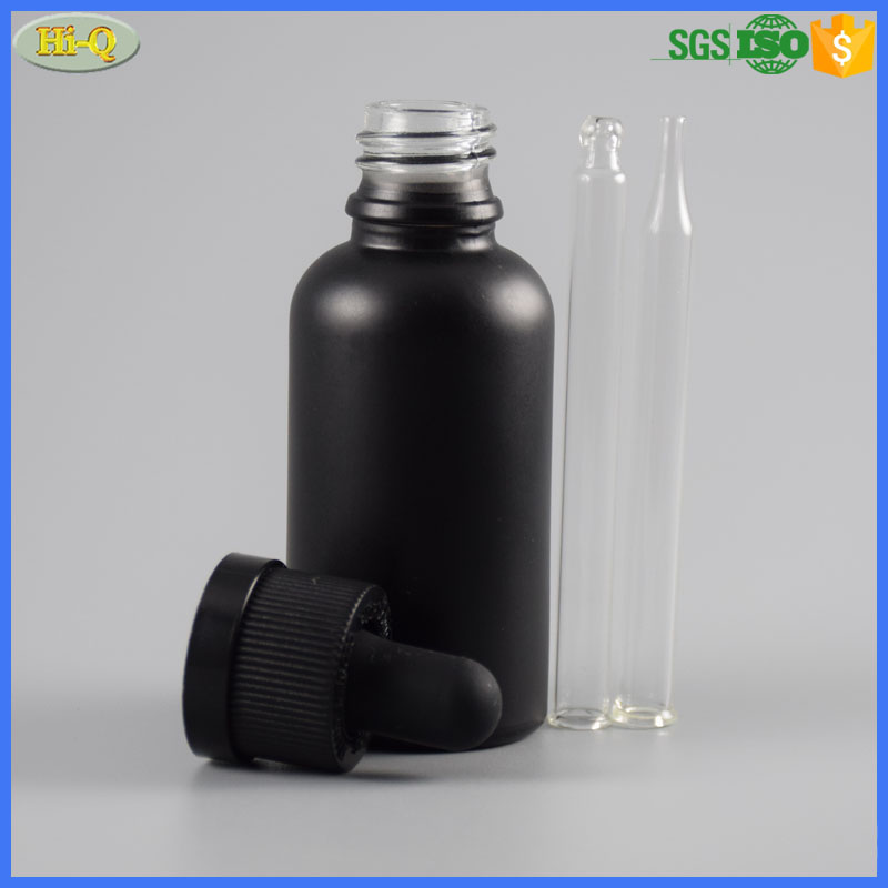 30ml white essential oil round frost glass bottle 30 ml black matt dropper bottle for vape liquid