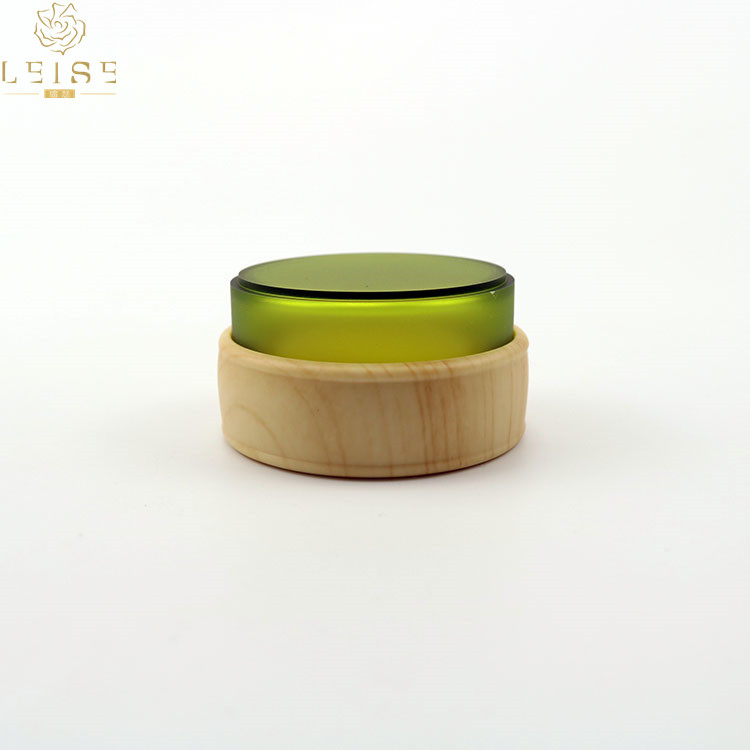 30ml50ml100ml clear green frosted glass cream jar with bamboo pattern cap empty glass eye cream container cosmetics packaging