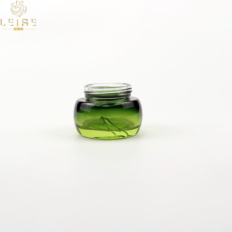 30ml50ml100ml clear green frosted glass cream jar with bamboo pattern cap empty glass eye cream container cosmetics packaging