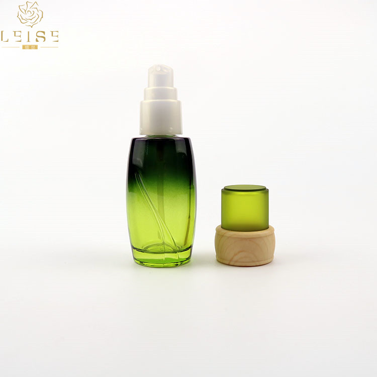 30ml50ml100ml clear green frosted glass cream jar with bamboo pattern cap empty glass eye cream container cosmetics packaging