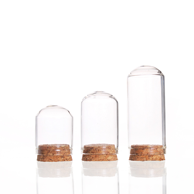 30mm diameter mini glass dome round bottom glass vials with cork