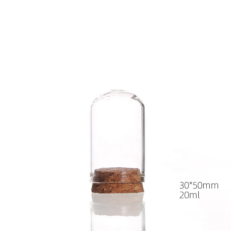 30mm diameter mini glass dome round bottom glass vials with cork