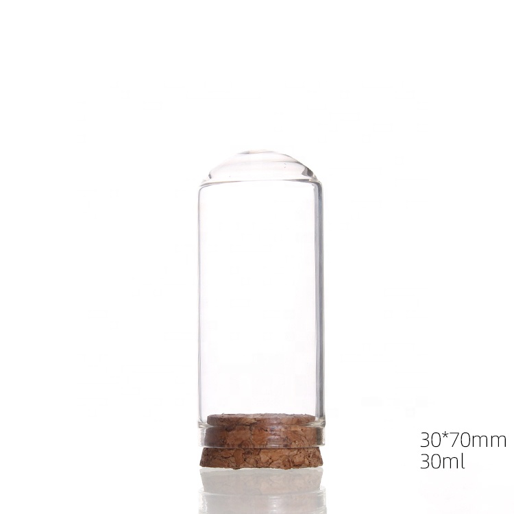 30mm diameter mini glass dome round bottom glass vials with cork