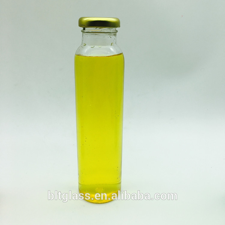 310 ml empty glass rounded bottles for juice soy milk packing with metal screw lid