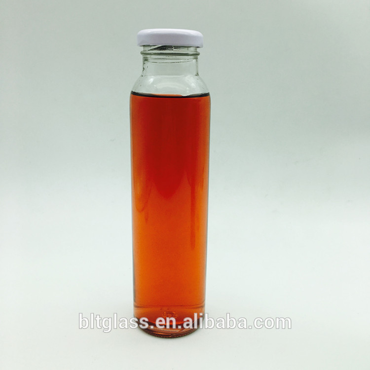 310 ml empty glass rounded bottles for juice soy milk packing with metal screw lid