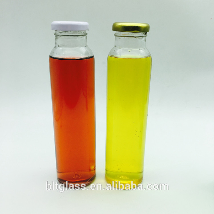 310 ml empty glass rounded bottles for juice soy milk packing with metal screw lid