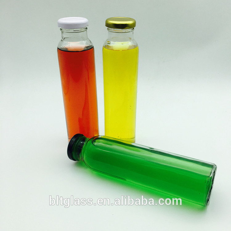 310 ml empty glass rounded bottles for juice soy milk packing with metal screw lid