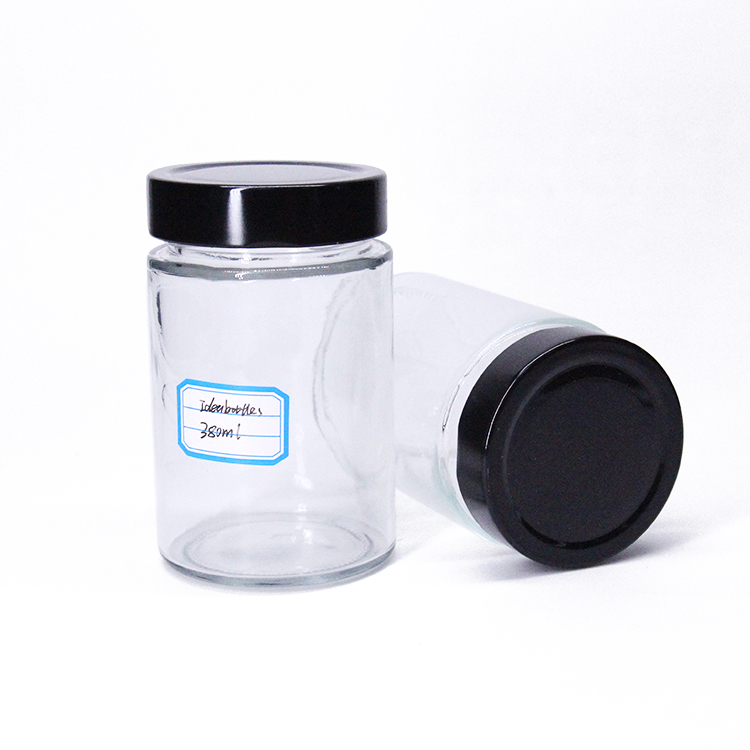 314Ml Food Grade Glass Jar Straight Side 8oz Glass Bottle With Black Twist Off Lid