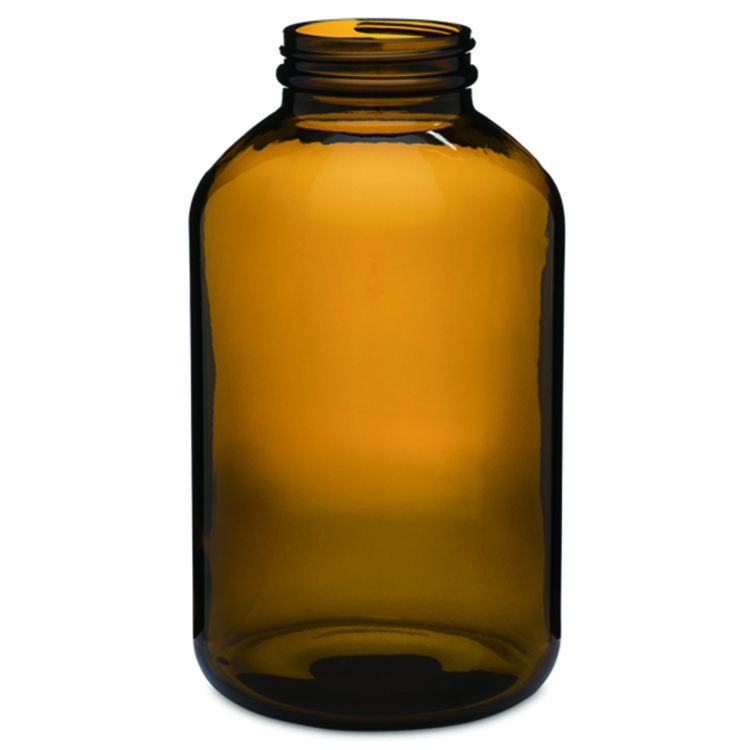 32 OZ AMBER WIDE MOUTH PACKER GLASS BOTTLES with plastic cap