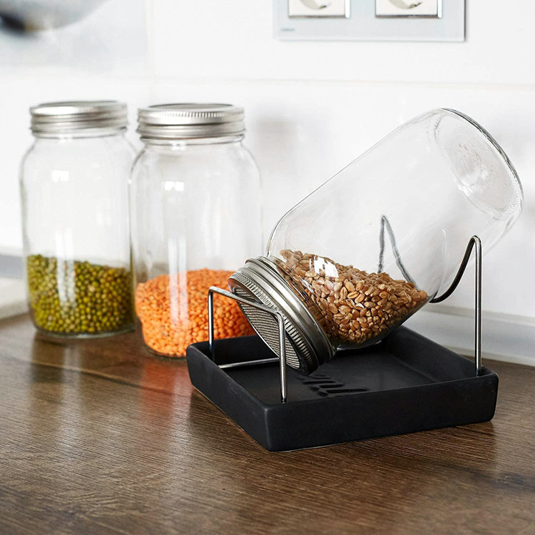 32 oz Stainless Steel Sprouting Lids for Wide Mouth Mason Jars with Stand