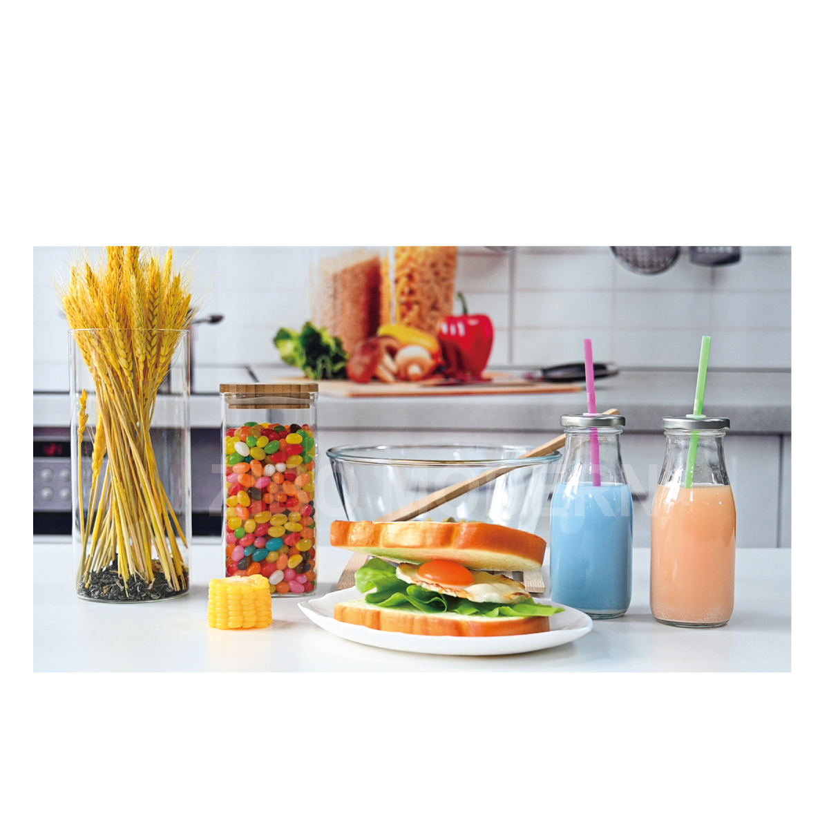 320 ml/11 Oz Glass Milk Juice Bottle With Lid And Straw Milk Bottle Drinking Beverage Bottle