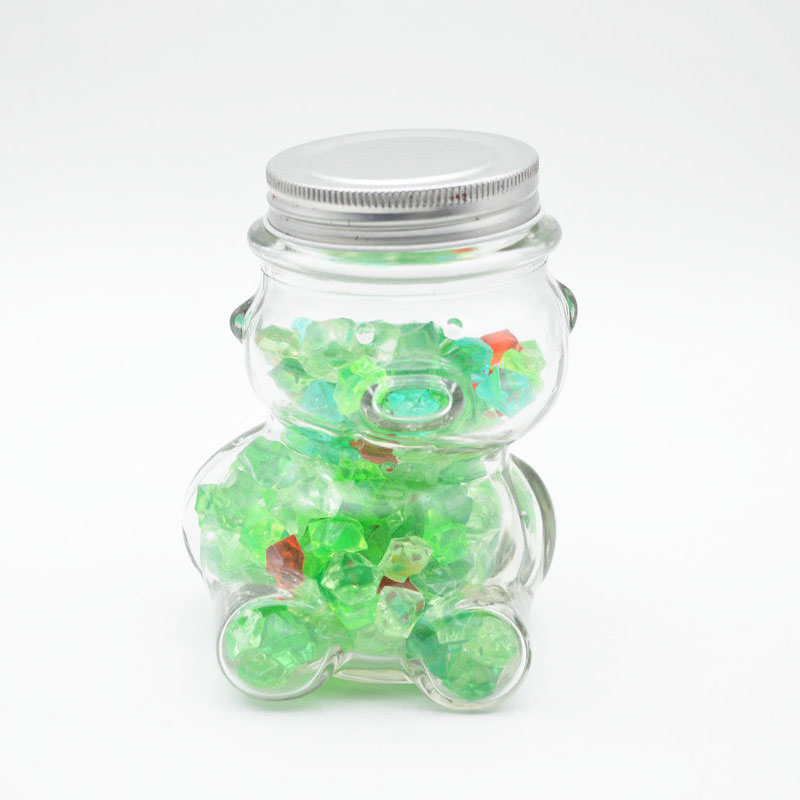 320ml Clear Glass Honey Bear Jars with Silver Lids for Honey, Cookie/Candy/Wish Star