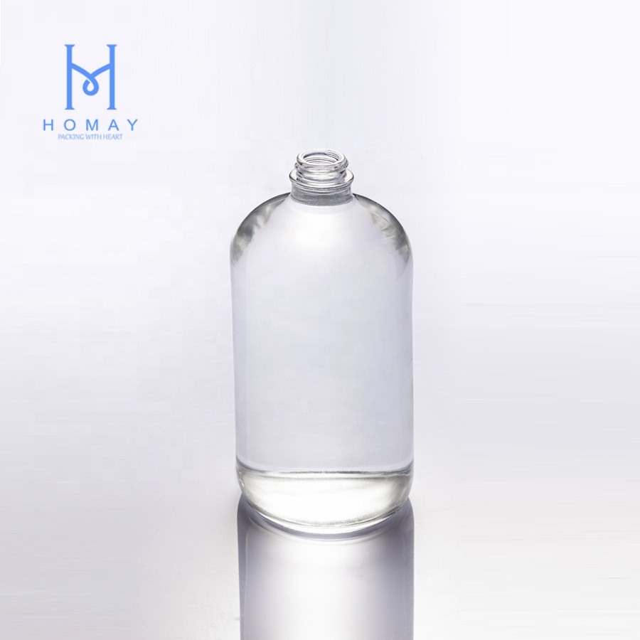 32oz / 1L clear boston round glass bottles with pumps and screw caps for drinks