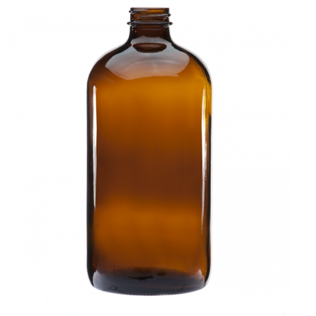 32oz Amber Boston Round Glass Bottle