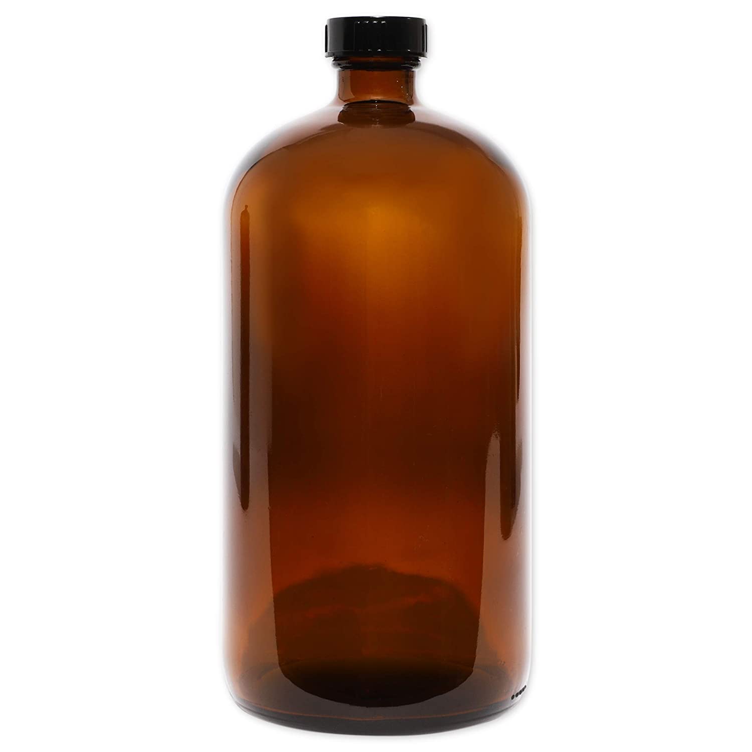 32oz Amber Glass Boston Round Bottle with Phenolic Cap for Kombucha Juice