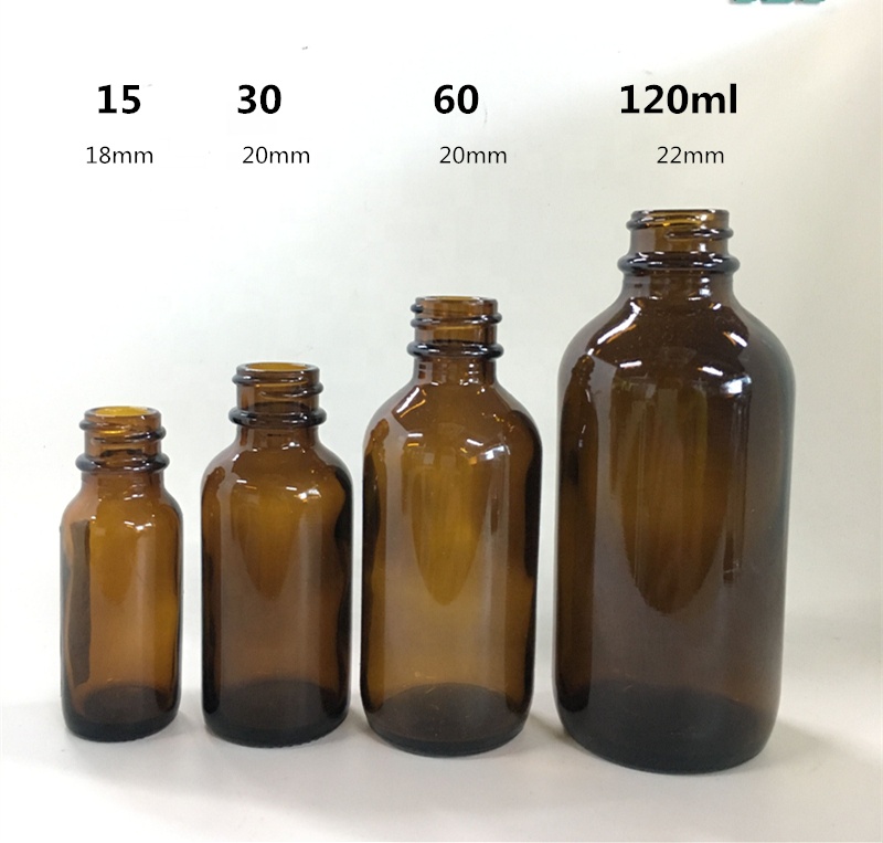 32oz Amber Glass Bottle Boston Round Essential Oil Bottles