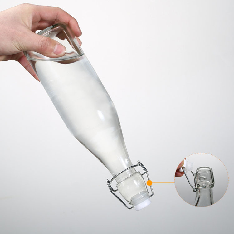 32oz Clear Glass Bottles With Stopper For Home Brewing Beer Kombucha Kefir & Airtight Silicone Seal