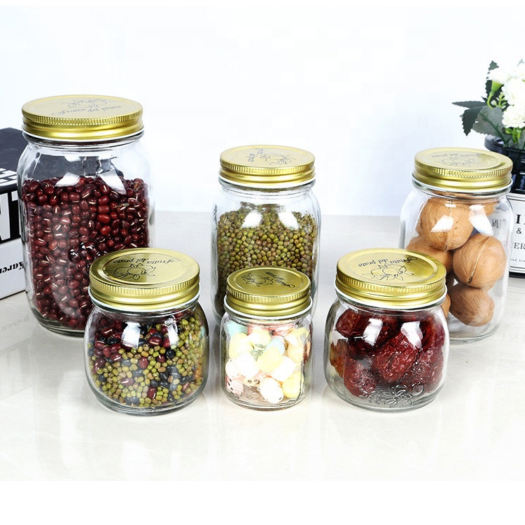 32oz Large capacity Clear Wide Mouth Mason Jars 1000ml Glass Mason Jars with screw lid