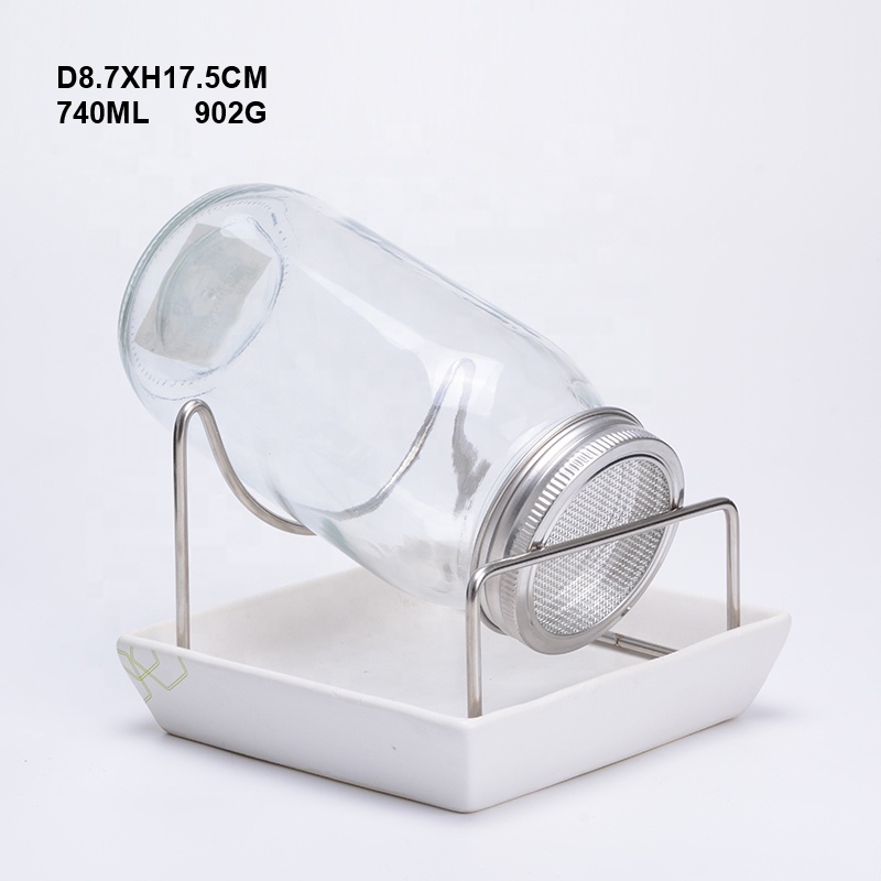 32oz Wide Mouth Mason Sprouting Jar with Stainless Steel Sprouting Lid Wholesale