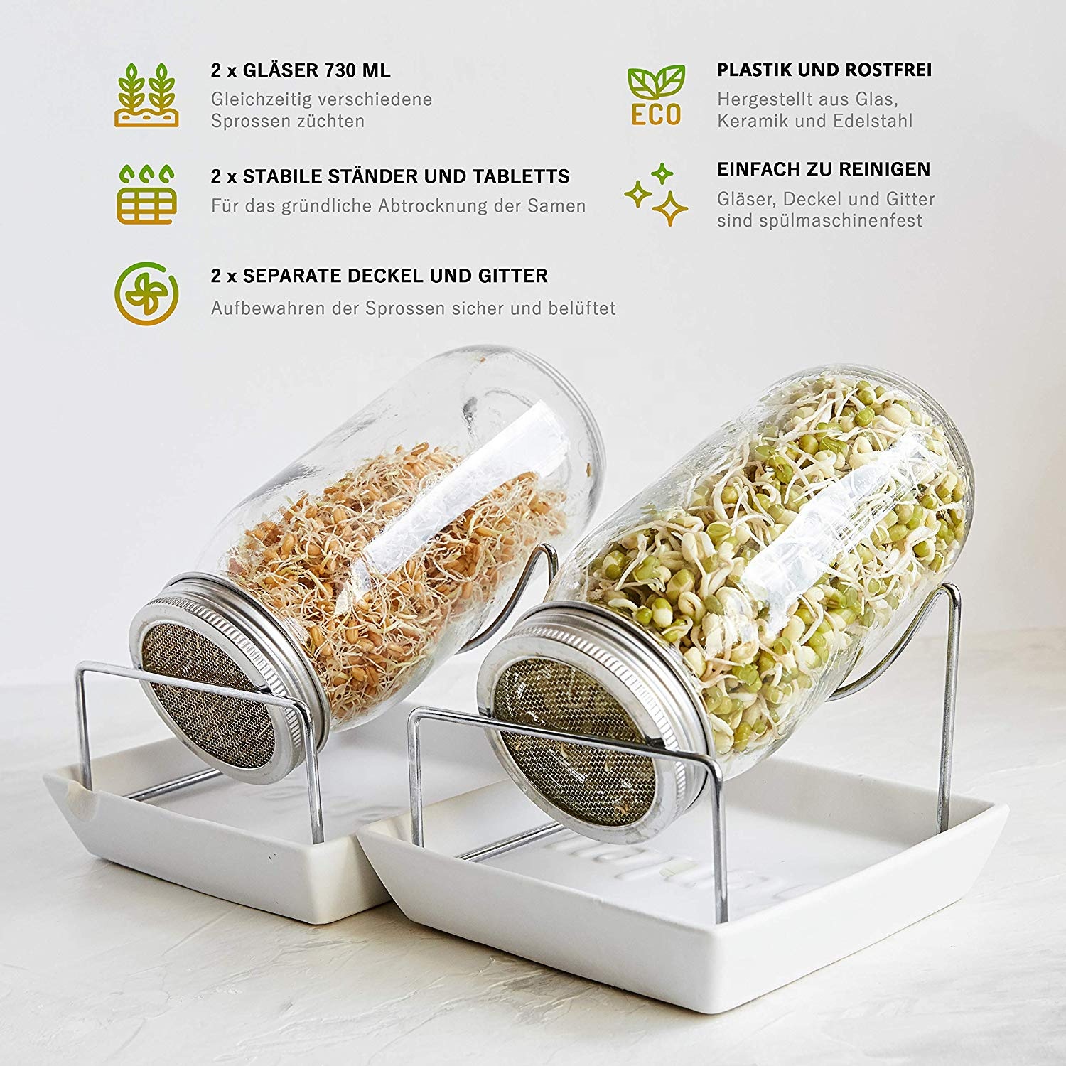 32oz Wide Mouth Mason Sprouting Jar with Stainless Steel Sprouting Lid wholesale