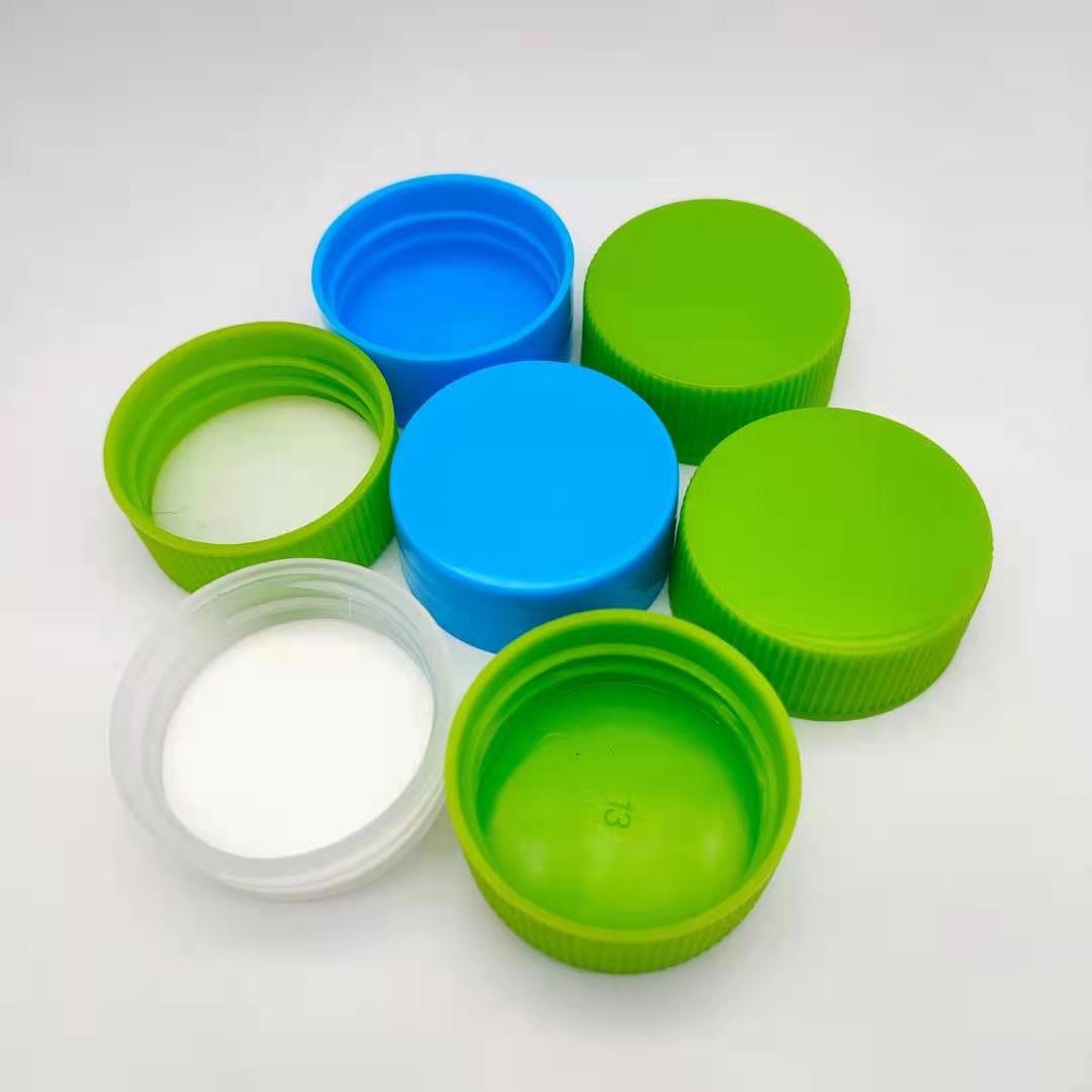 33-400 Green Smooth and stripe Plastic Cap With PE Liner For Bottle And Jar
