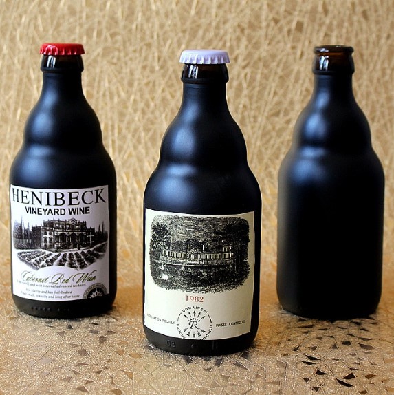 330 ml frosting black White bear custom wine beer bottle empty wine bottle