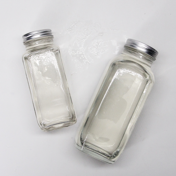 330Ml Empty Square Juice Drinking Milk Tea Beverage Glass Bottle With Screw Cap