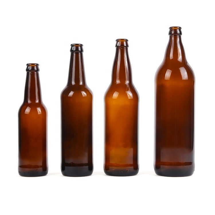 330ml 500ml 600ml 1000ml beer glass bottle brown amber beer glass bottle with crown cap