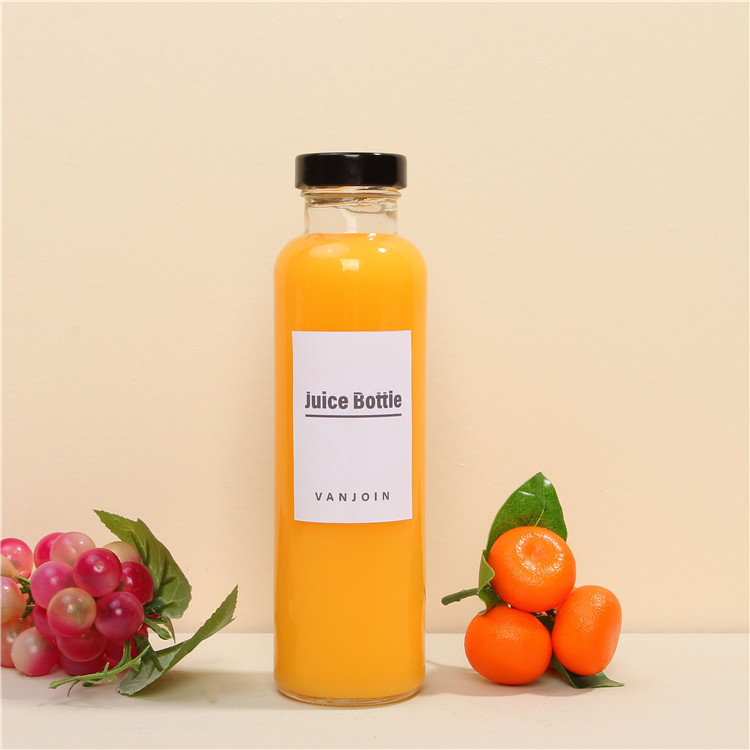 330ml 500ml Empty Clear Round Glass Beverage Cold Pressed Juice Bottles Wholesale