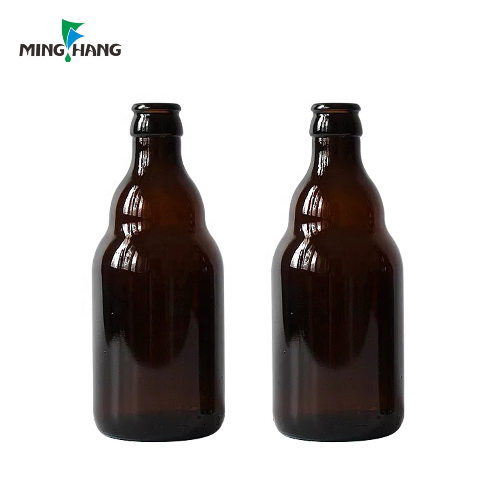 330ml 500ml Matte Black Frosted Glass Beer Bottles With Crown Metal Cap
