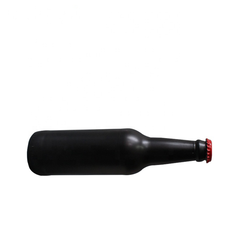 330ml 500ml Matte Black Frosted Glass Beer Bottles With Crown Metal Cap