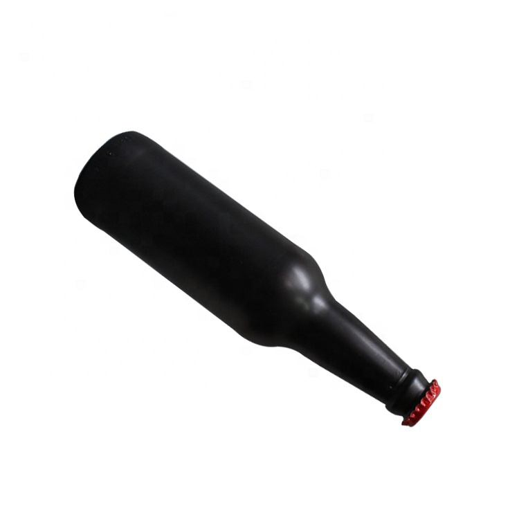 330ml 500ml Matte Black Frosted Glass Beer Bottles With Crown Metal Cap