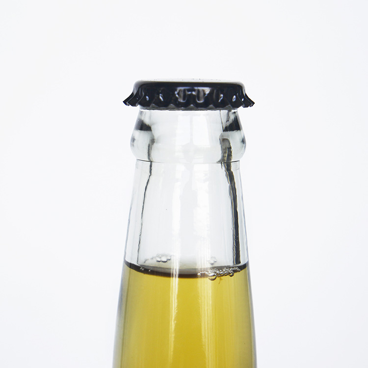 330ml Custom glass bottle for soda vodka packaging with metal crown lid