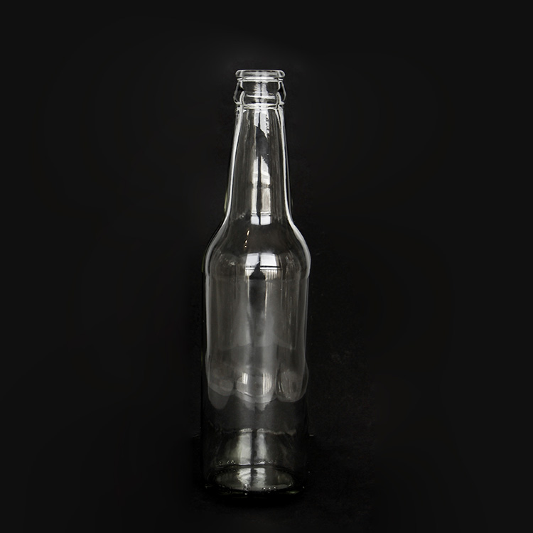 330ml Custom glass bottle for soda vodka packaging with metal crown lid