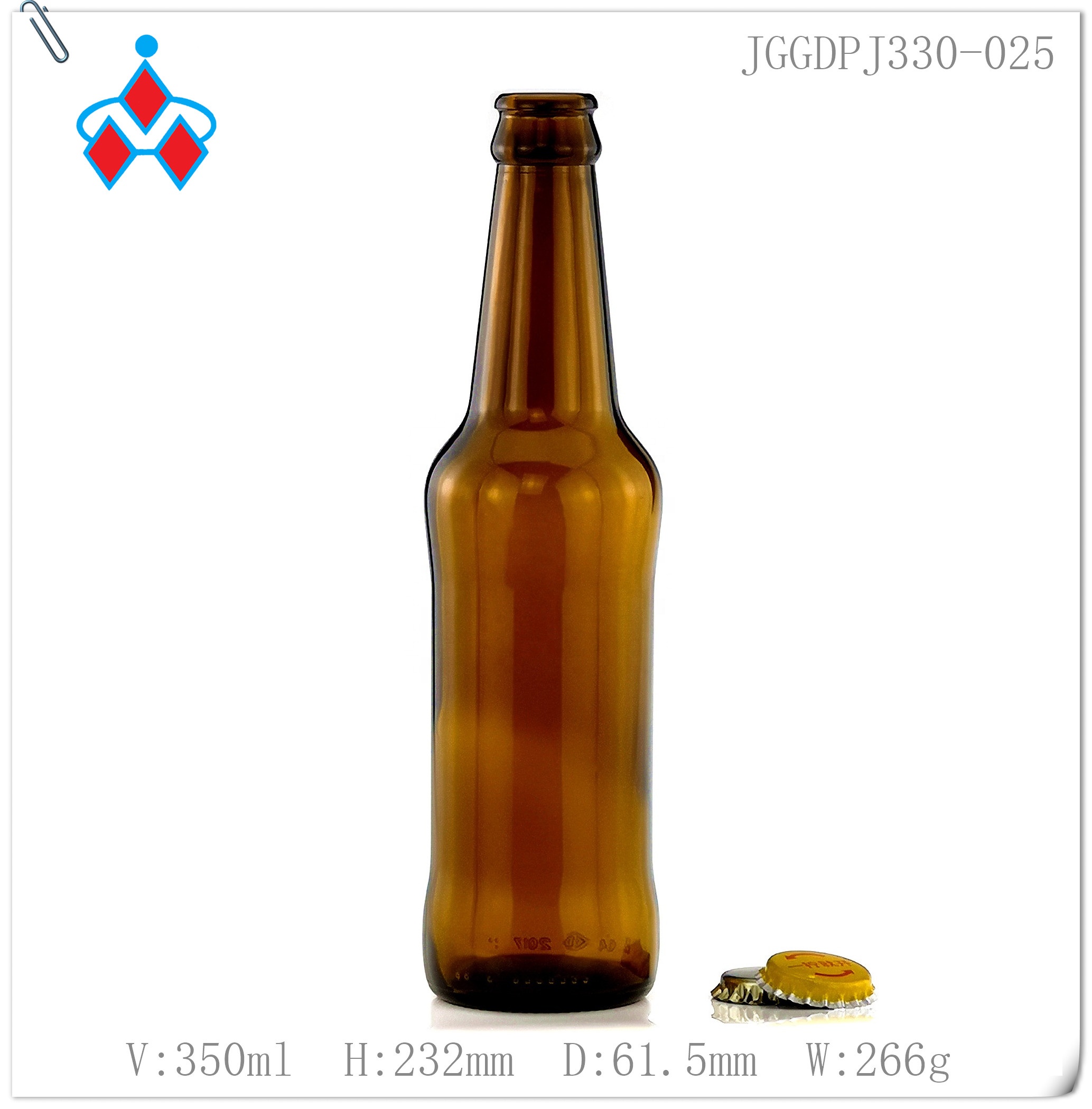 330ml Most popular custom amber beverage glass beer bottle