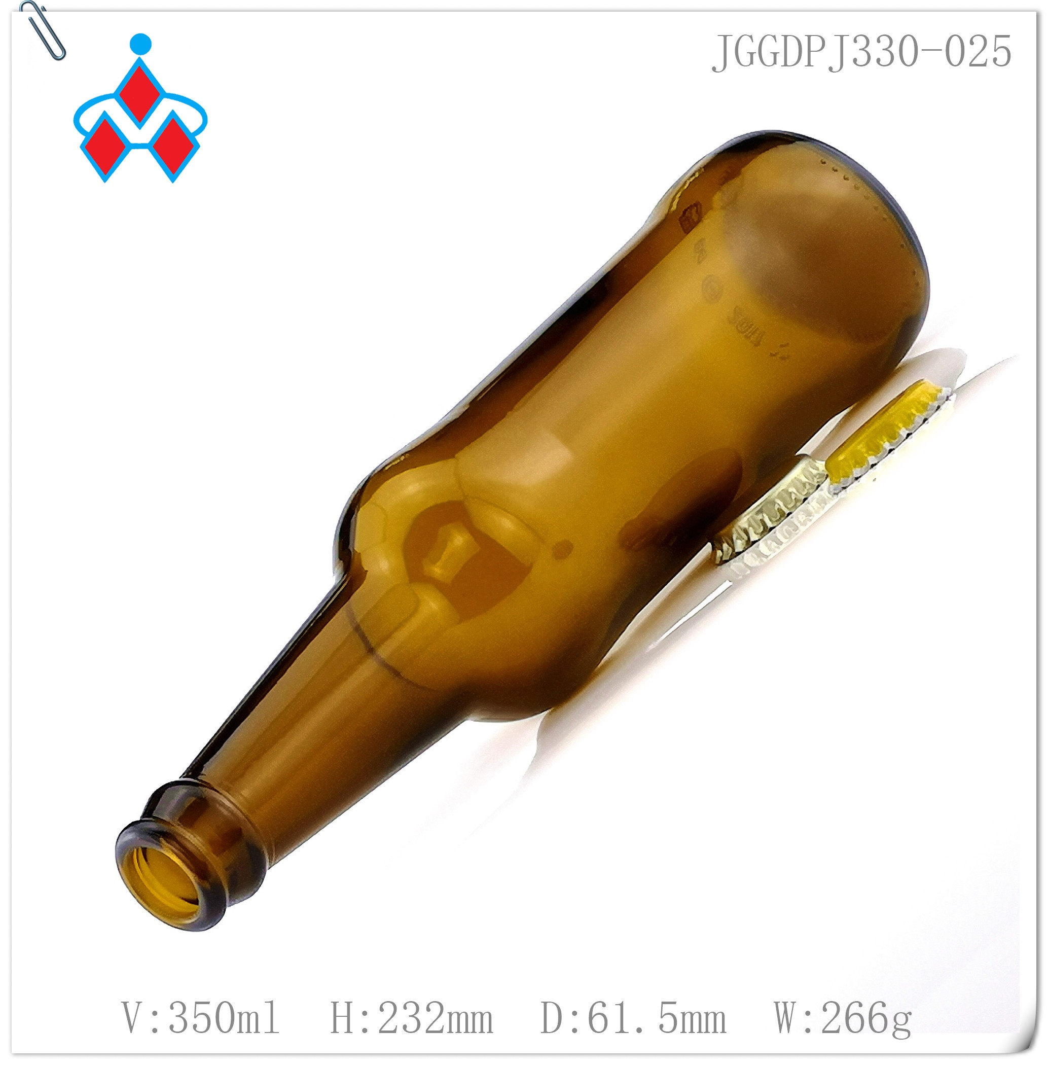 330ml Most popular custom amber beverage glass beer bottle