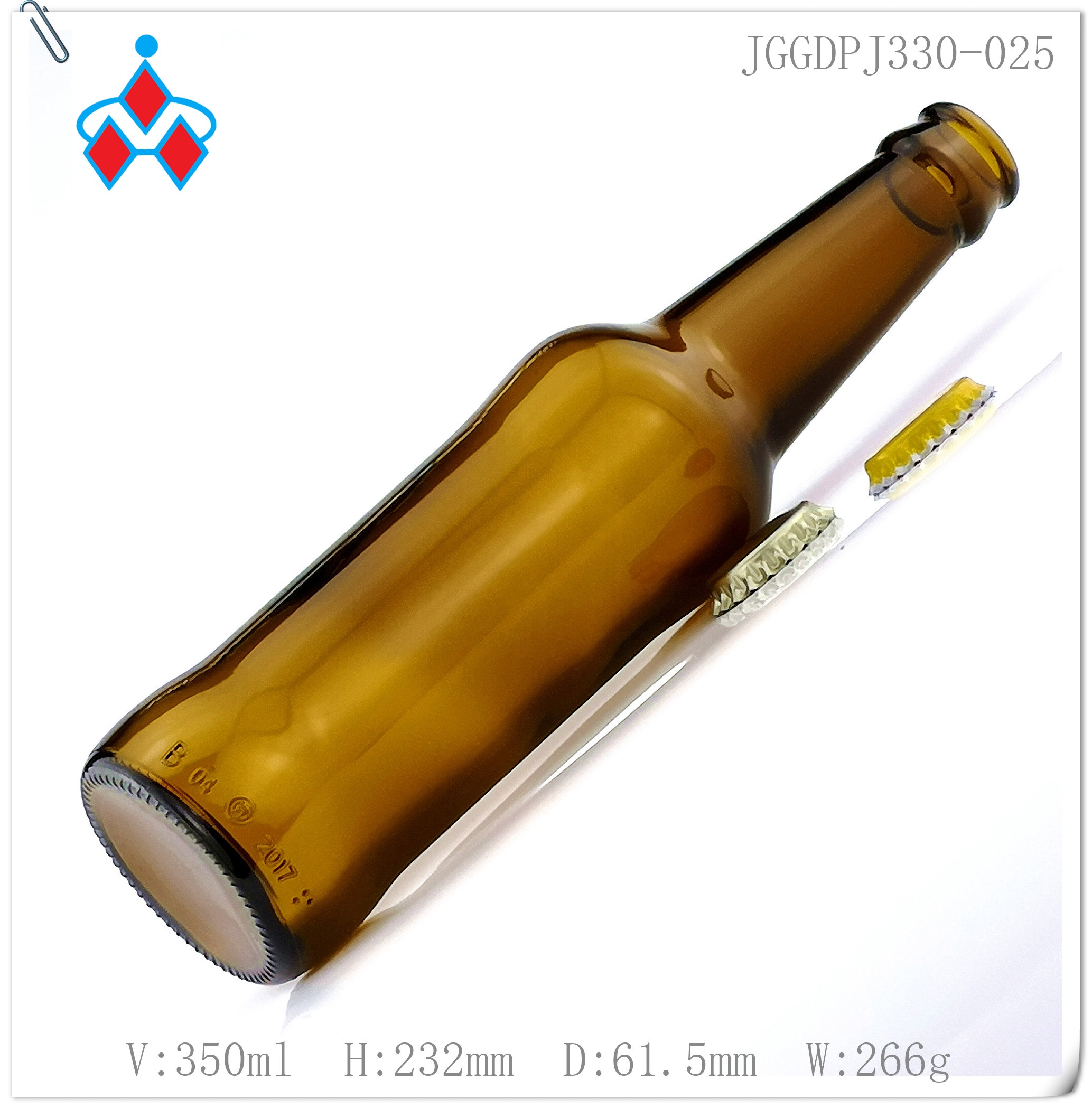 330ml Most popular custom amber beverage glass beer bottle
