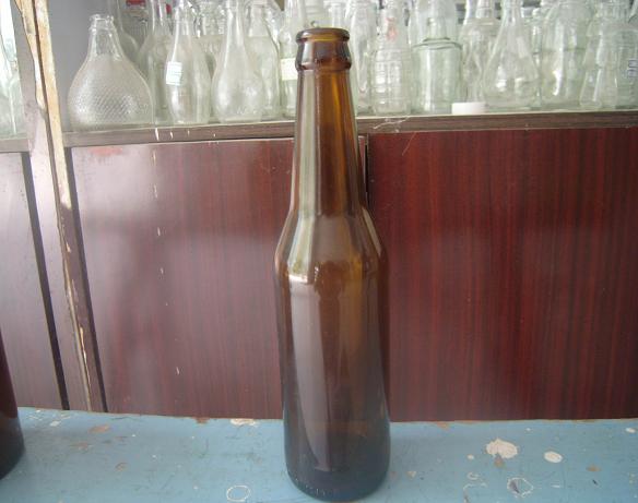330ml clear round amber glass beer bottle