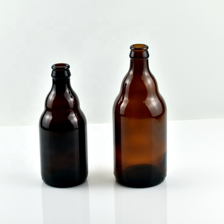 330ml dark amber steinie bottle with easy open crown cap stubby beer bottle